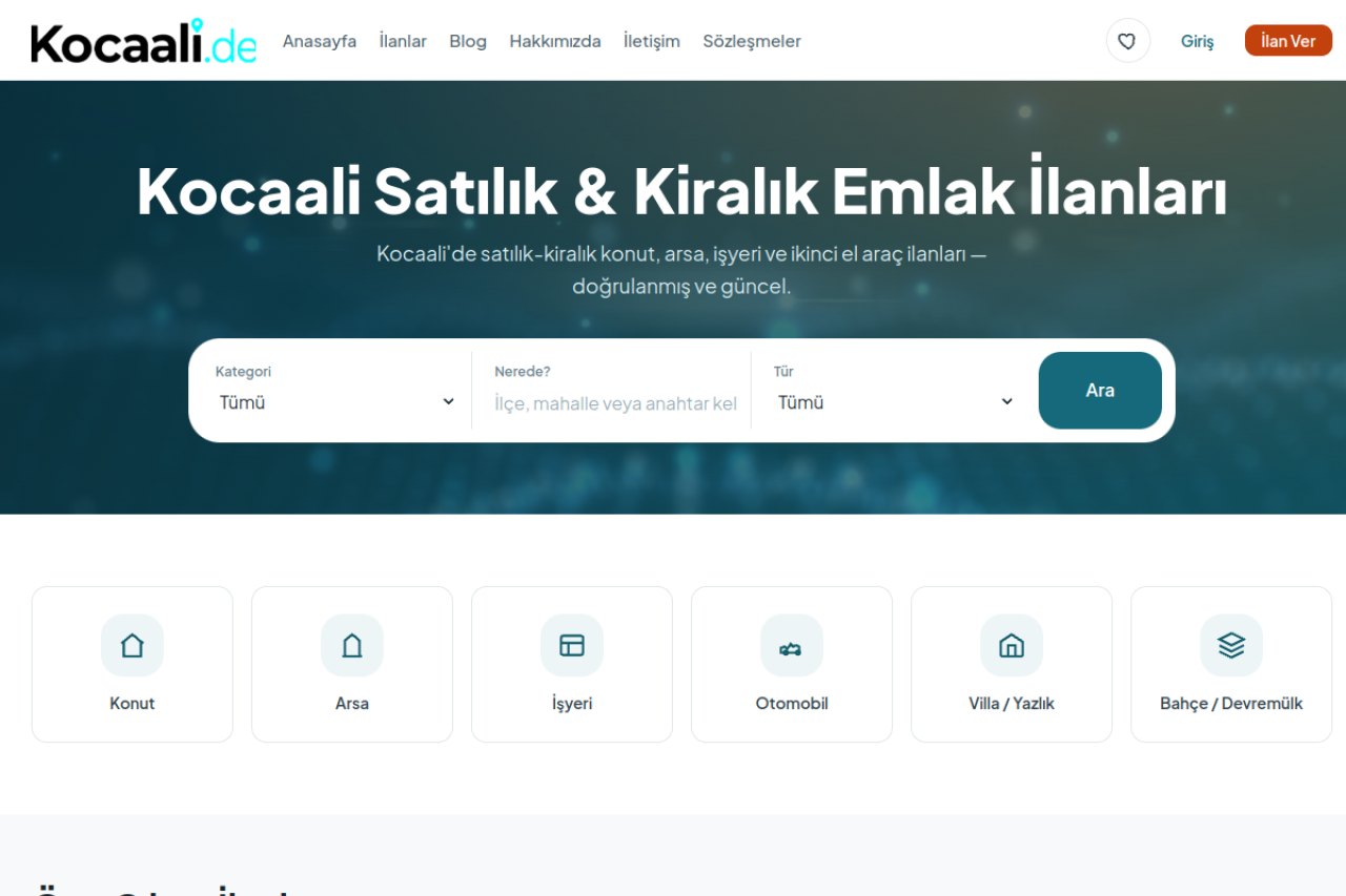 Kocaali.de — Emlak İlan Platformu