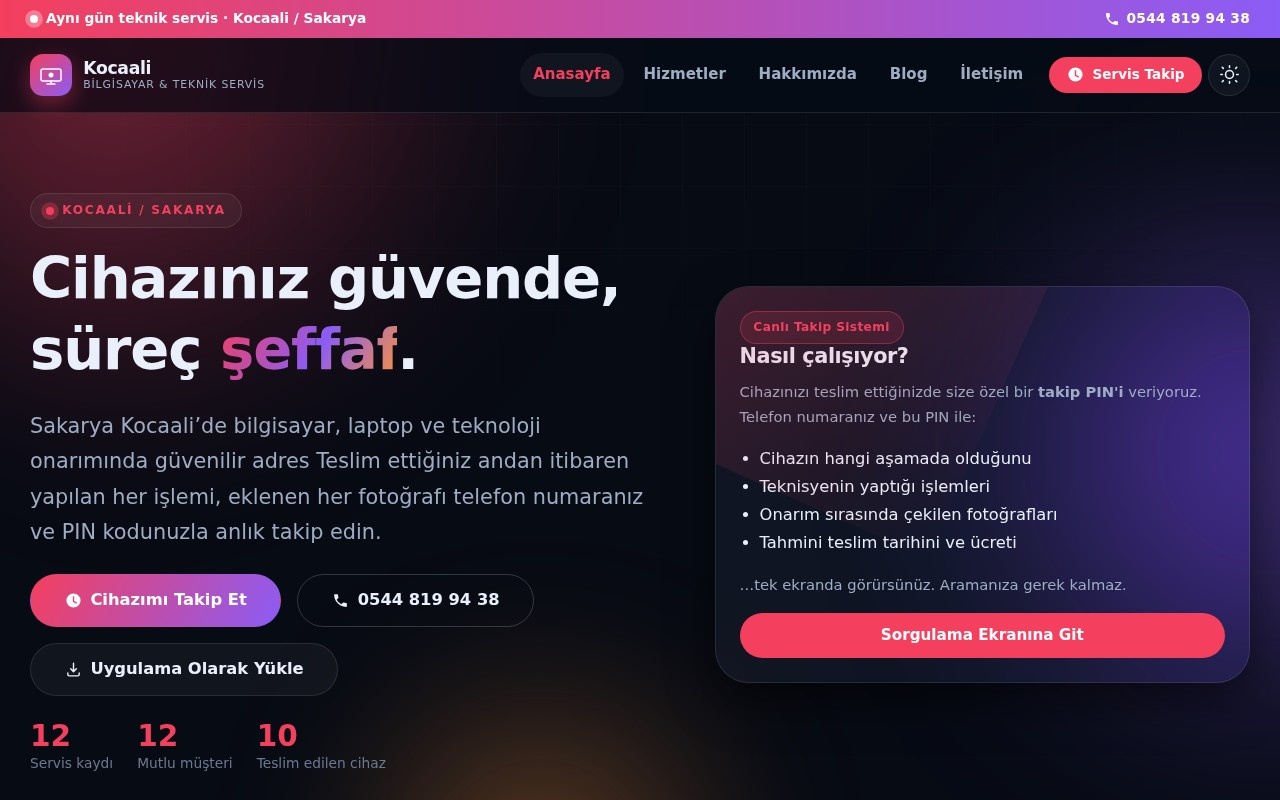 Kocaali Net — Bilişim ve Teknik Servis Platformu