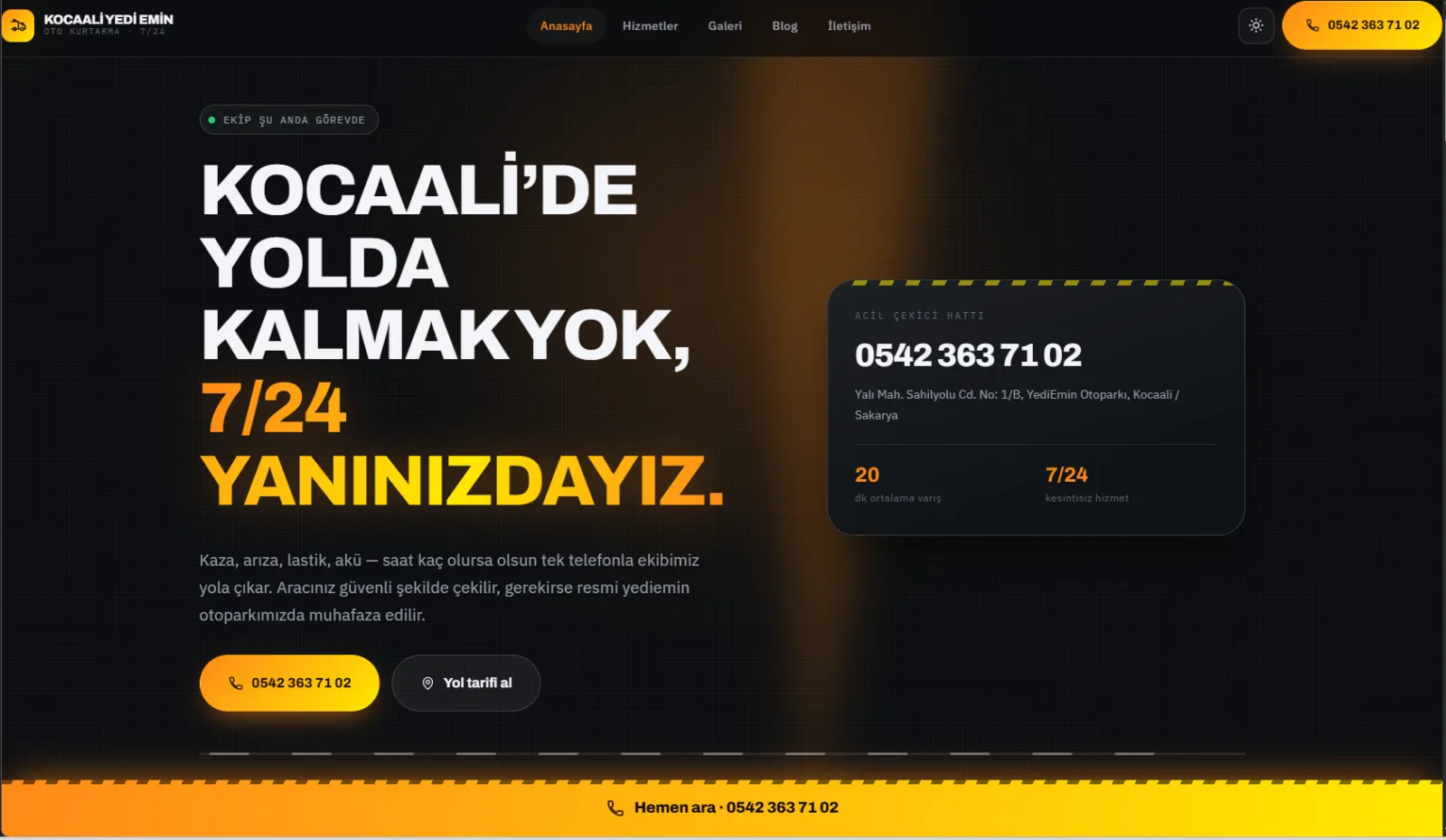 Kocaali Yediemin Otoparkı — Kurumsal Web Sitesi